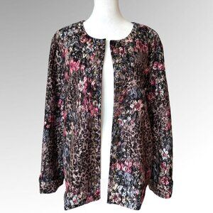 Isabel Hayley Cardigan Sweater With Floral Print Pattern Sz XL